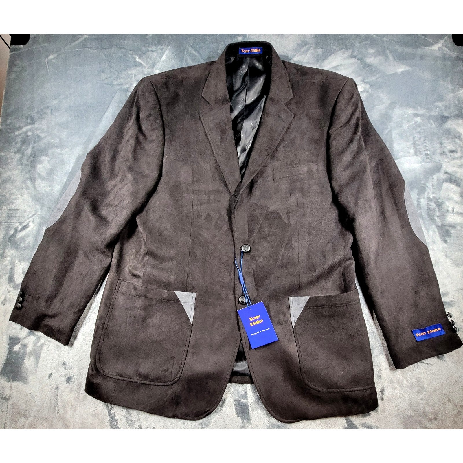Tony Blake Blazer Designer Line Mens 42/44r Black Wool-Feel Polyester